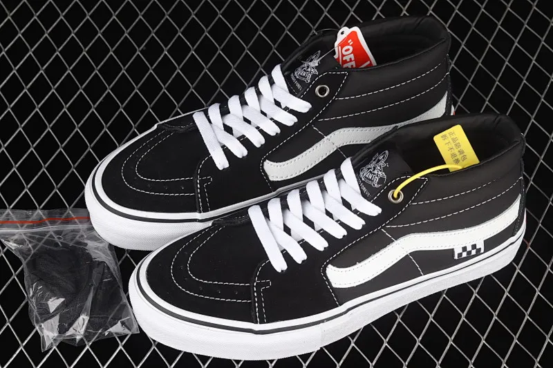 All categories Vans Vans series Vans Mid Vans Kate SK8-Mid black and white suede professional skateboard shoes commemorating legendary skater superstar Jeff Grosso VN0A5FCG625